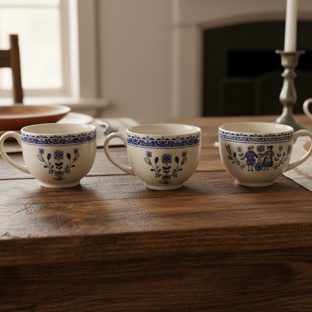 Johnson Brothers Ironstone Hearts & Flowers Cups Set of 3, Vintage *